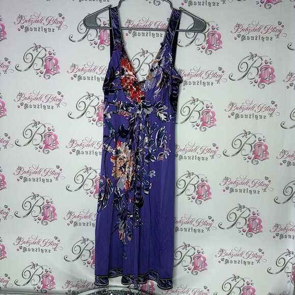 Elie tahari dress silk 100% Floral Purple Sleeveless Dress tank style flowers